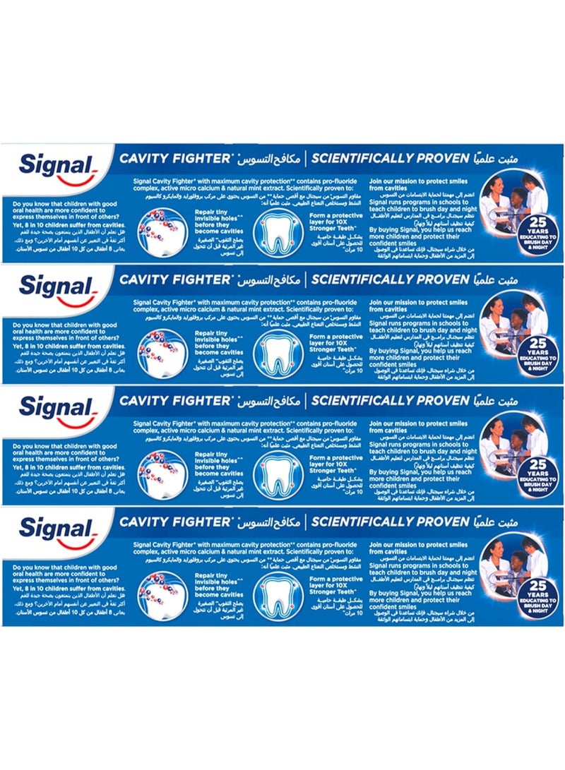 SIGNAL Fluoride Toothpaste, for fresh breath, Cavity Fighter, tooth paste for 10x stronger teeth, 75ml x 4 - Image 3
